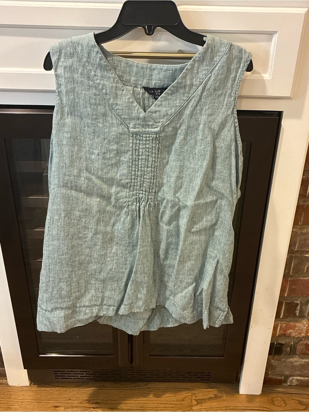 lands end Sleeveless blue Stripe V-Neck Top
